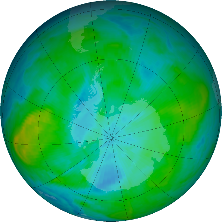 Antarctic ozone map for 16 February 1982